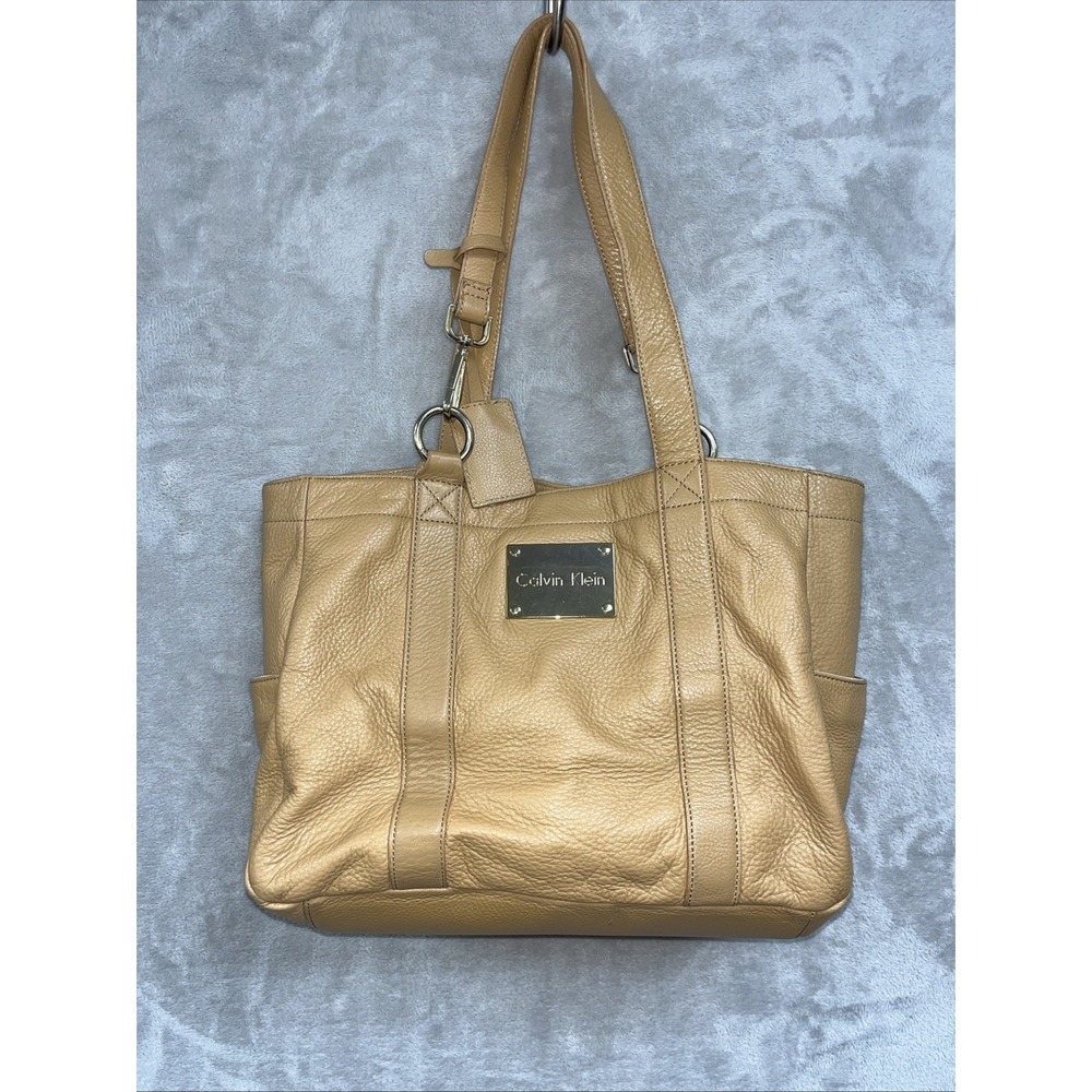 Calvin Klein‎ Handbag Buttery Soft Faux Leather Beige Large Tote